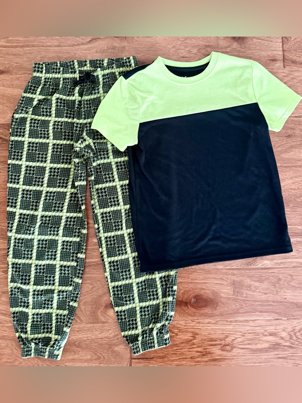 Cat & Jack Neon Green and Black Two-Piece Pajama Set
